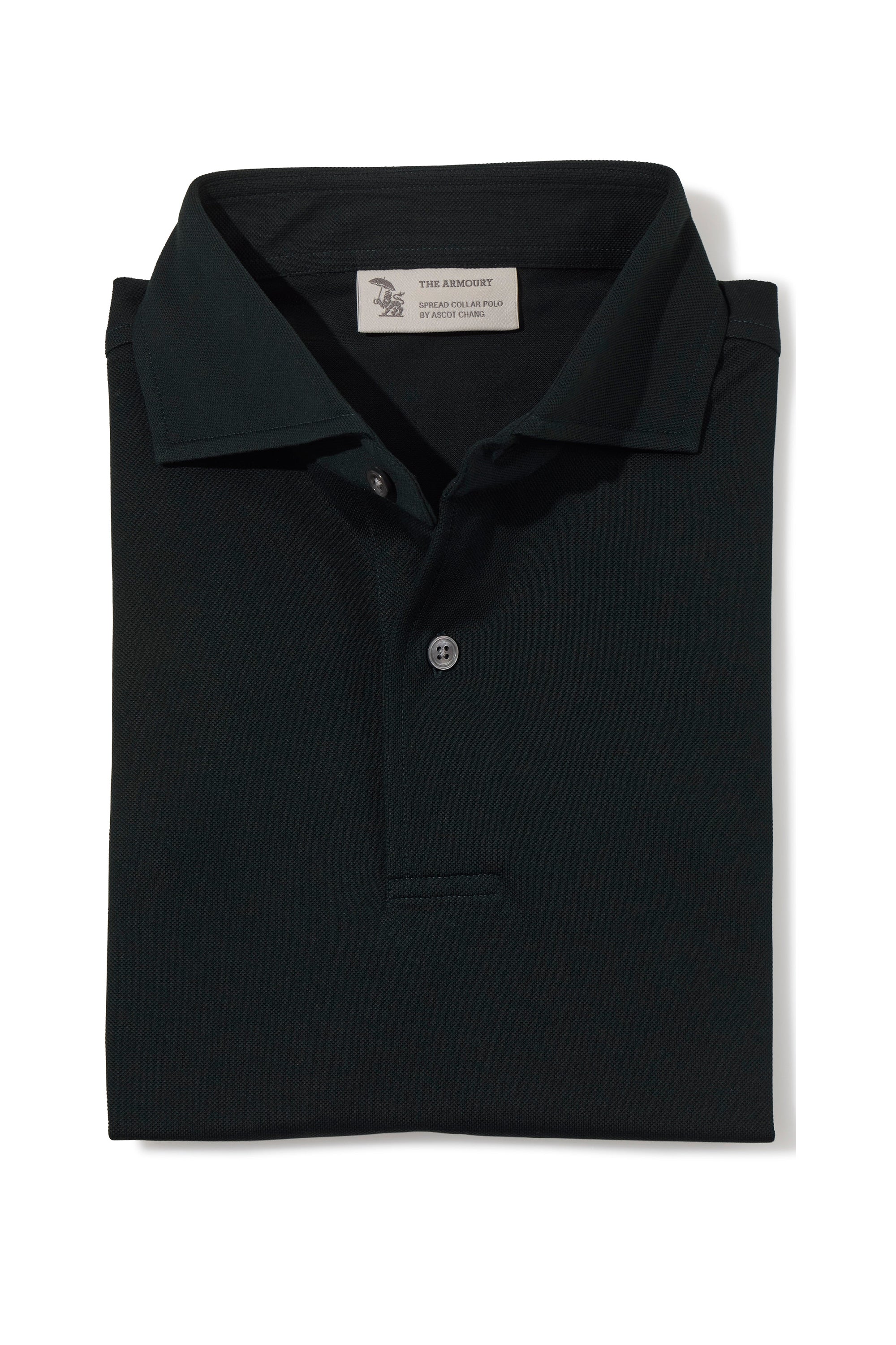 The Armoury Bottle Green Cotton Short Sleeve Spread Collar Polo