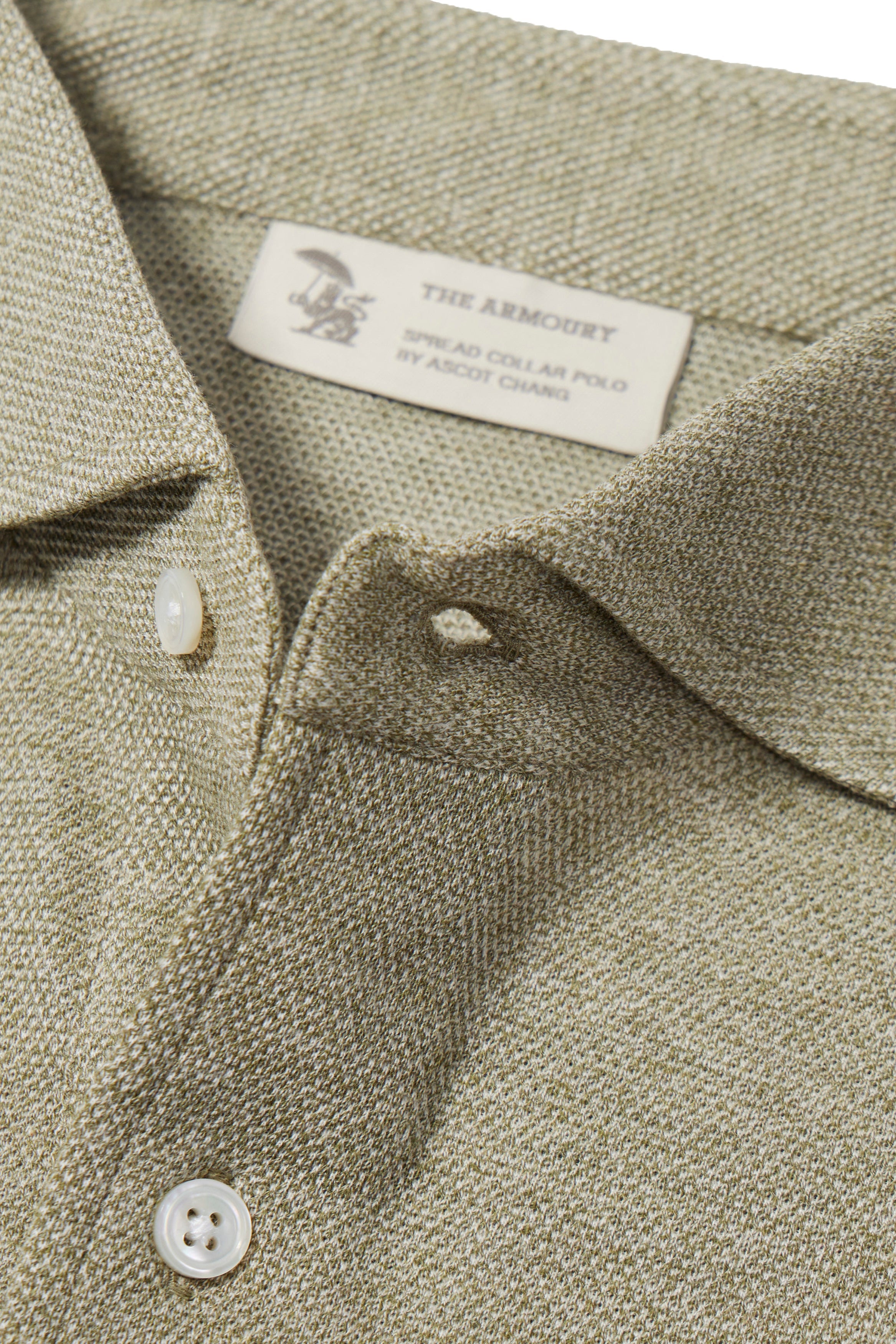 The Armoury Pale Sage Cotton Short Sleeve Spread Collar Polo