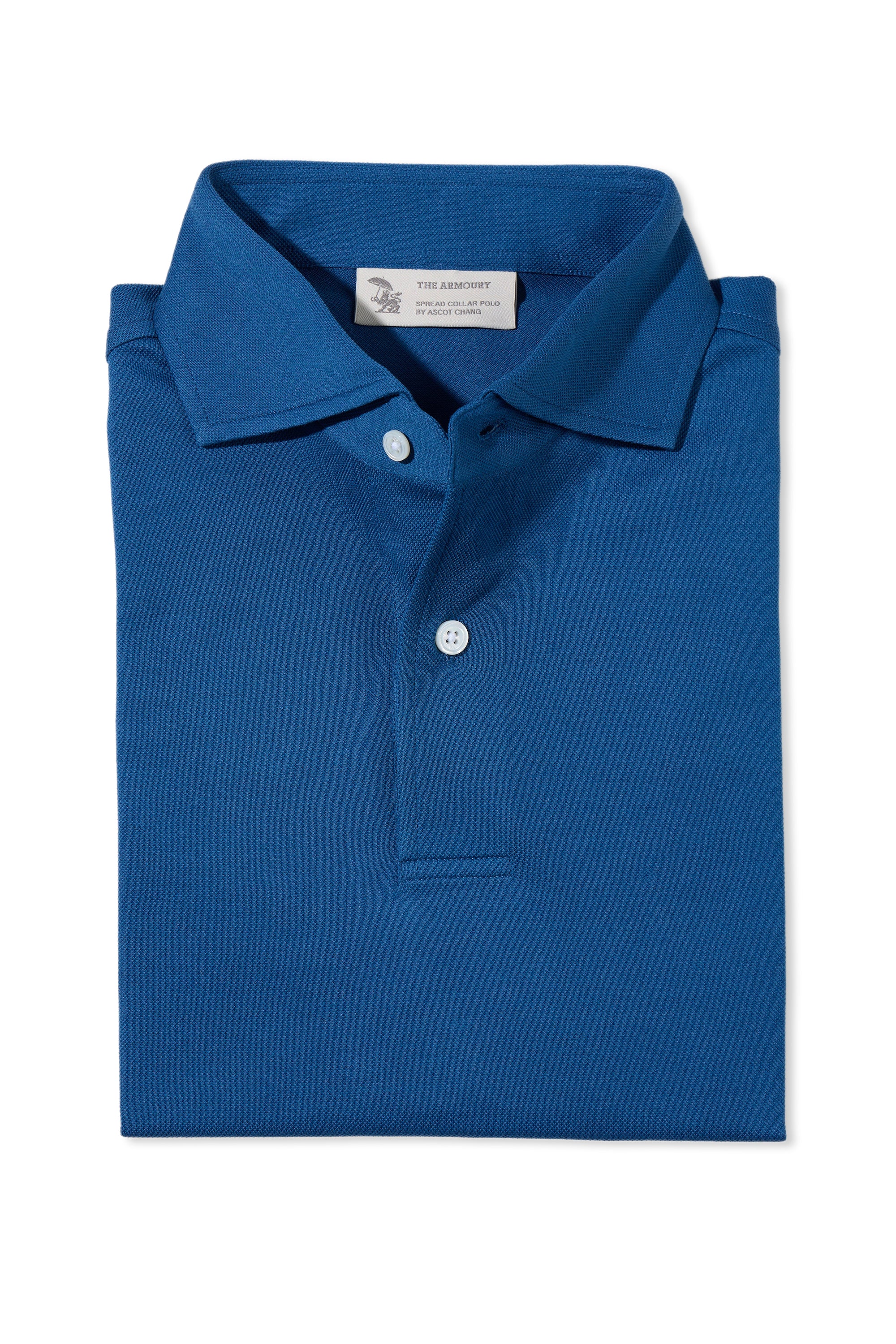 The Armoury Air Force Blue Cotton Short Sleeve Spread Collar Polo