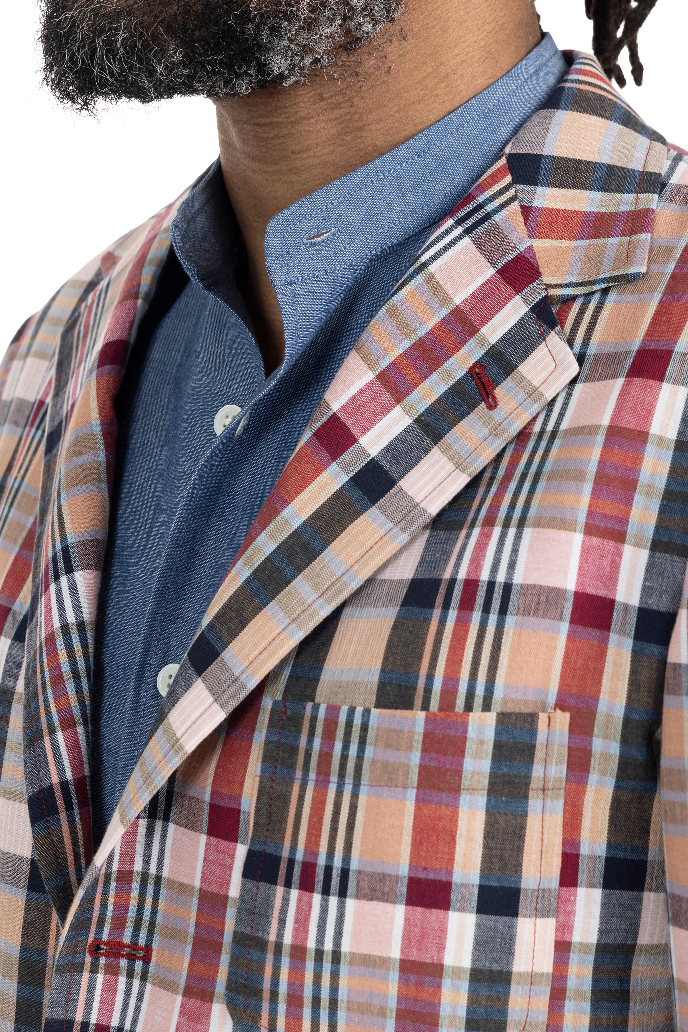 The Armoury Model 11 Beige/Red/Navy Madras Cotton Sport Coat