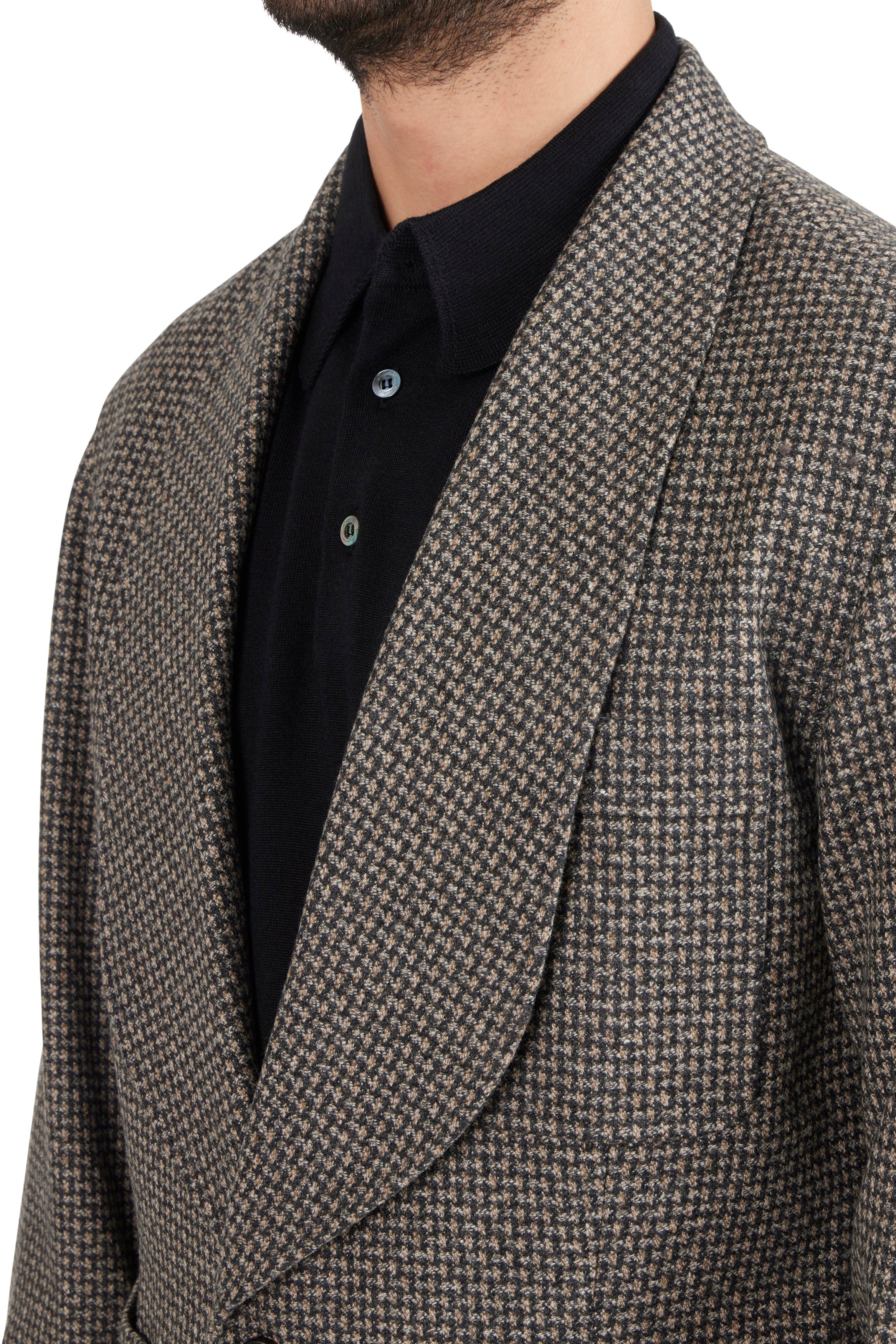 The Armoury by Ascot Chang 11-A016 Beige Shawl Collar Textured Loungeman Jacket