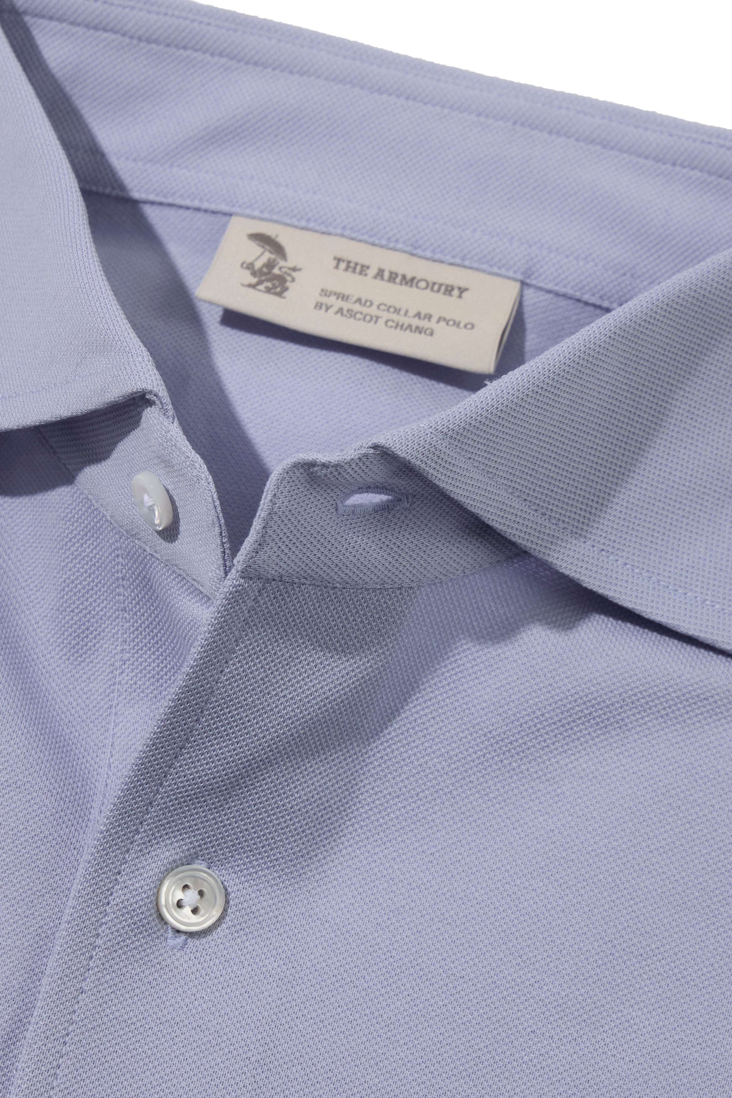 The Armoury Periwinkle Cotton Short Sleeve Spread Collar Polo