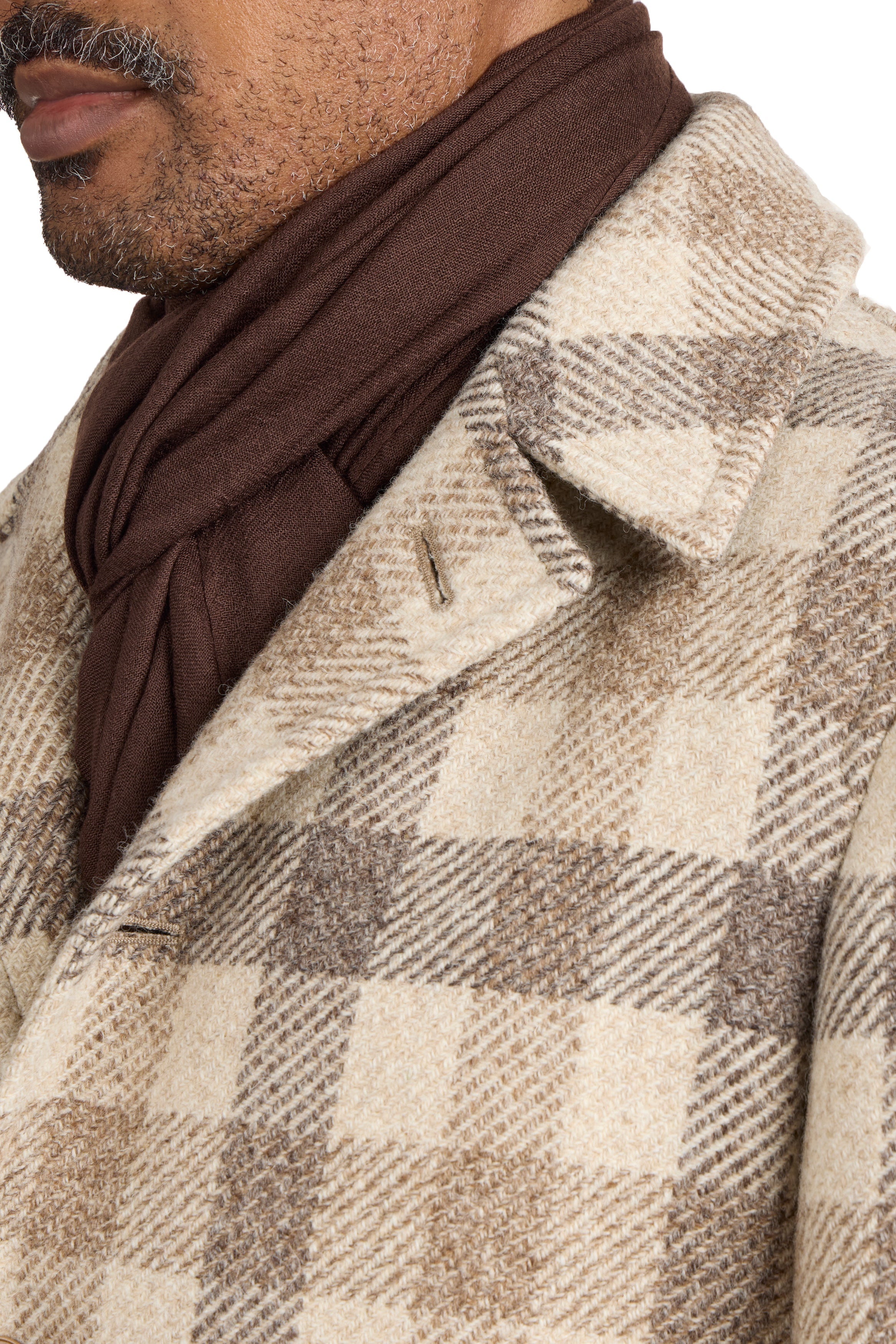 The Armoury Cream with Beige Buffalo Plaid Wool Tokyo Coat