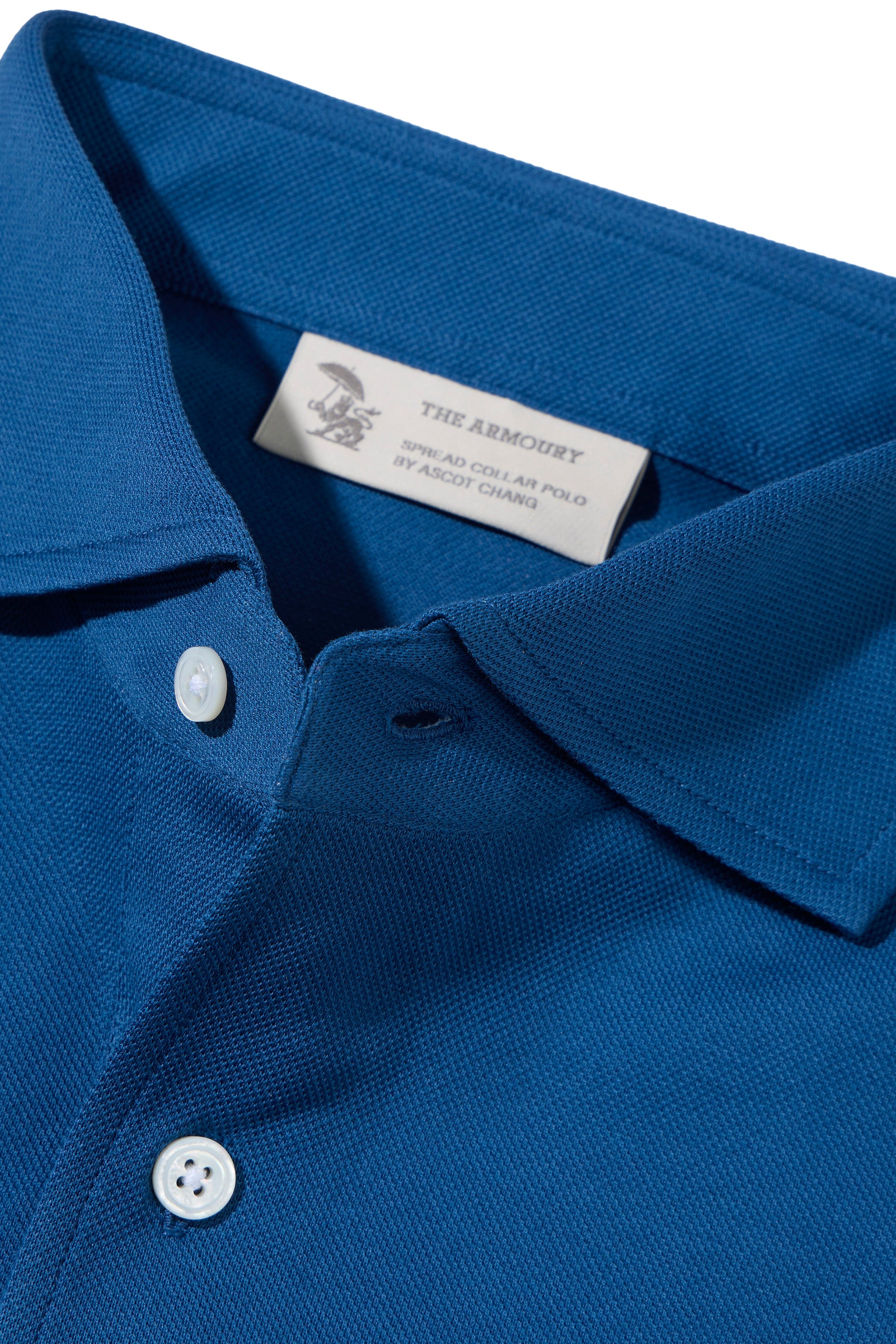 The Armoury Air Force Blue Cotton Short Sleeve Spread Collar Polo