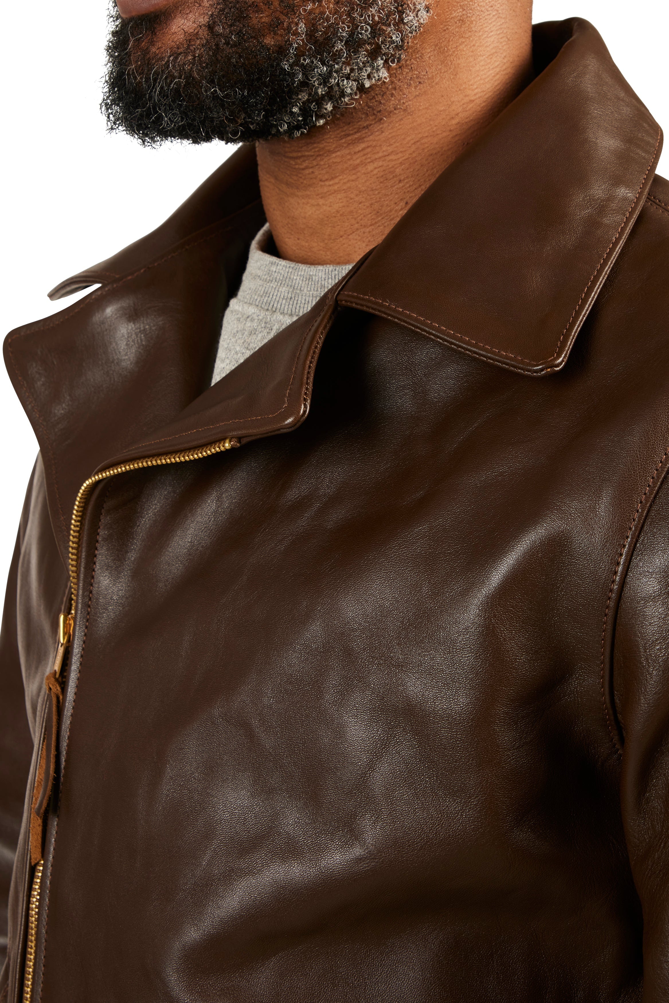 The Armoury by The Real McCoy's Mocha Horsehide Leather Moto Jacket