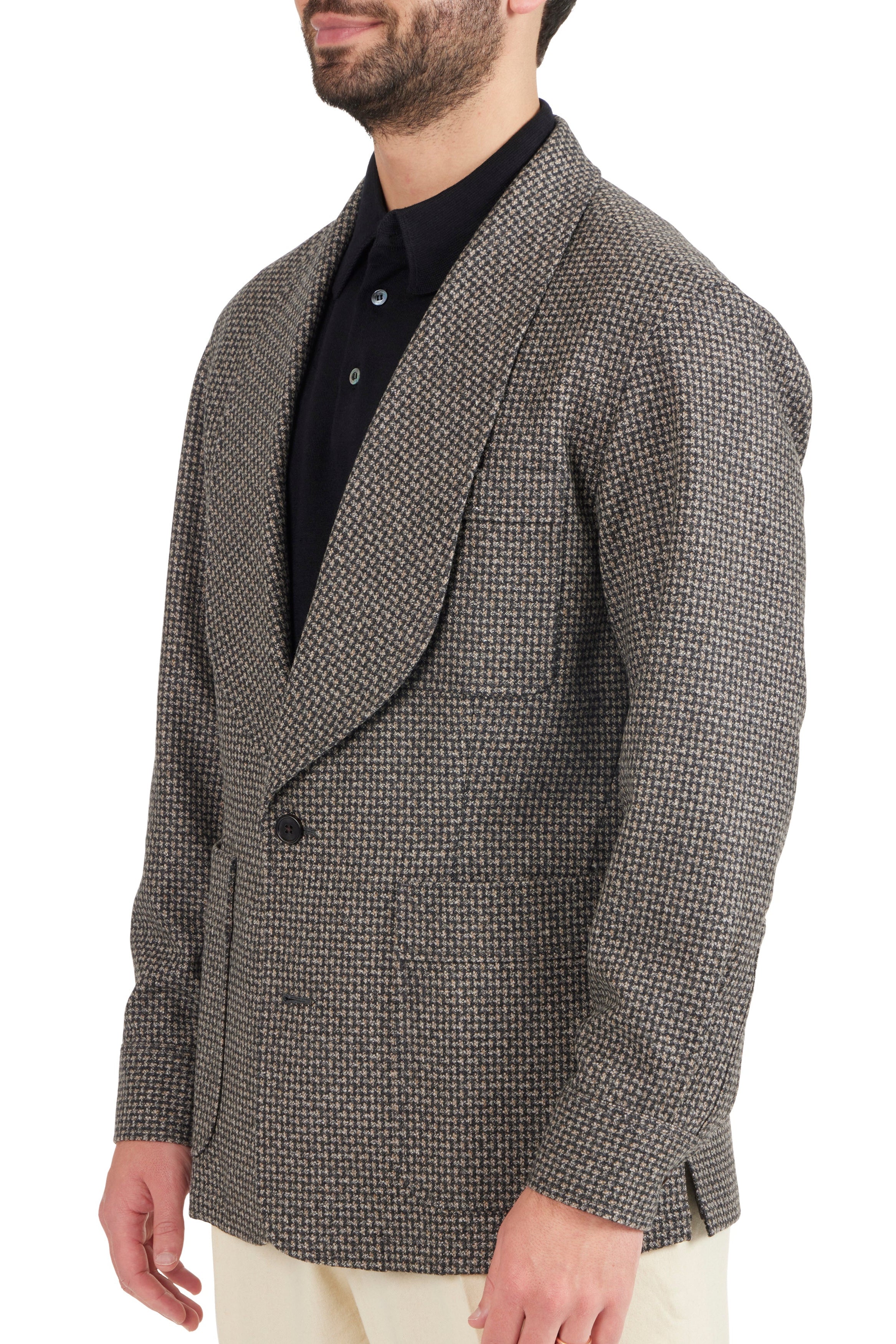 The Armoury by Ascot Chang 11-A016 Beige Shawl Collar Textured Loungeman Jacket