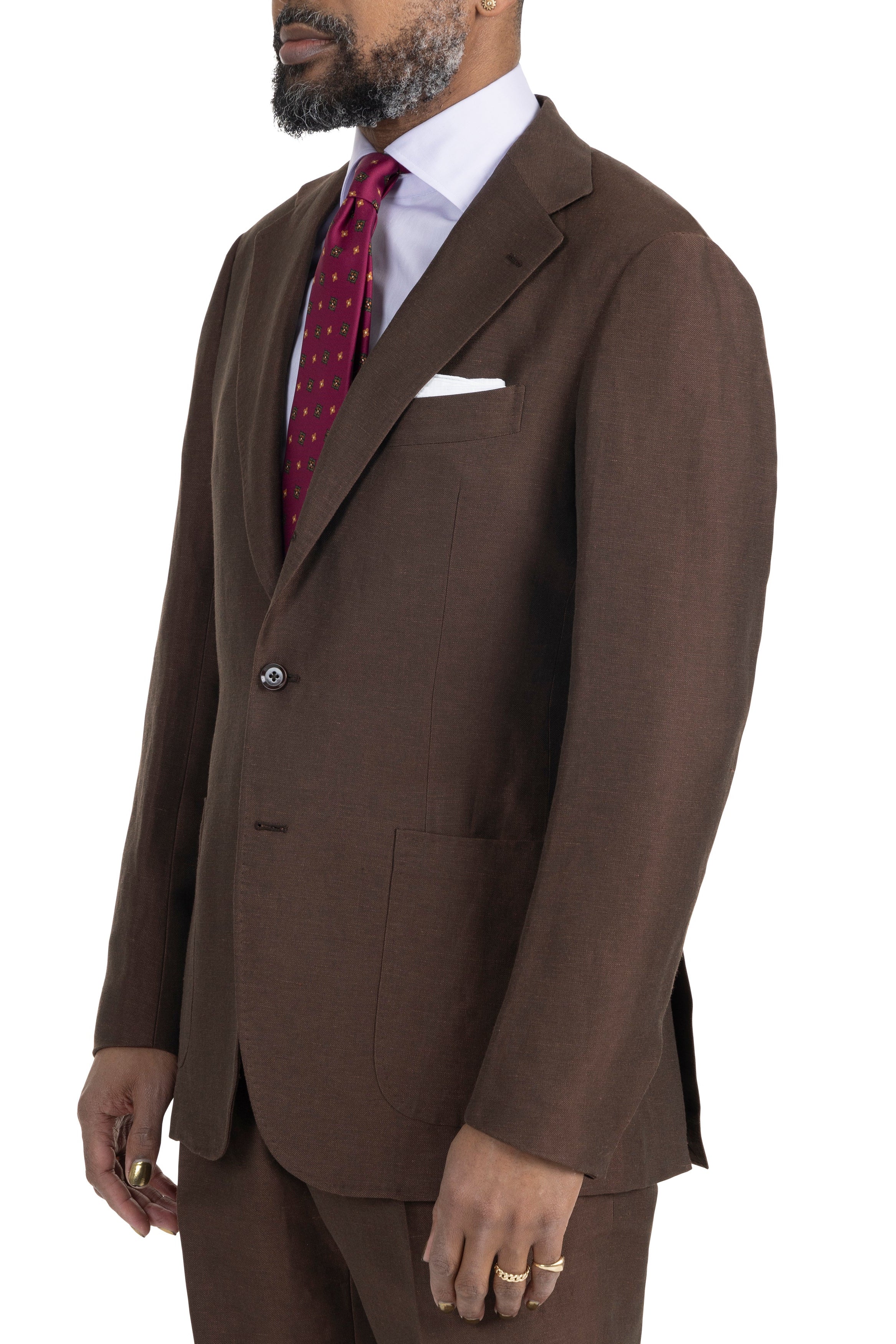 The Armoury Model 3B Brown Linen Wool Suit