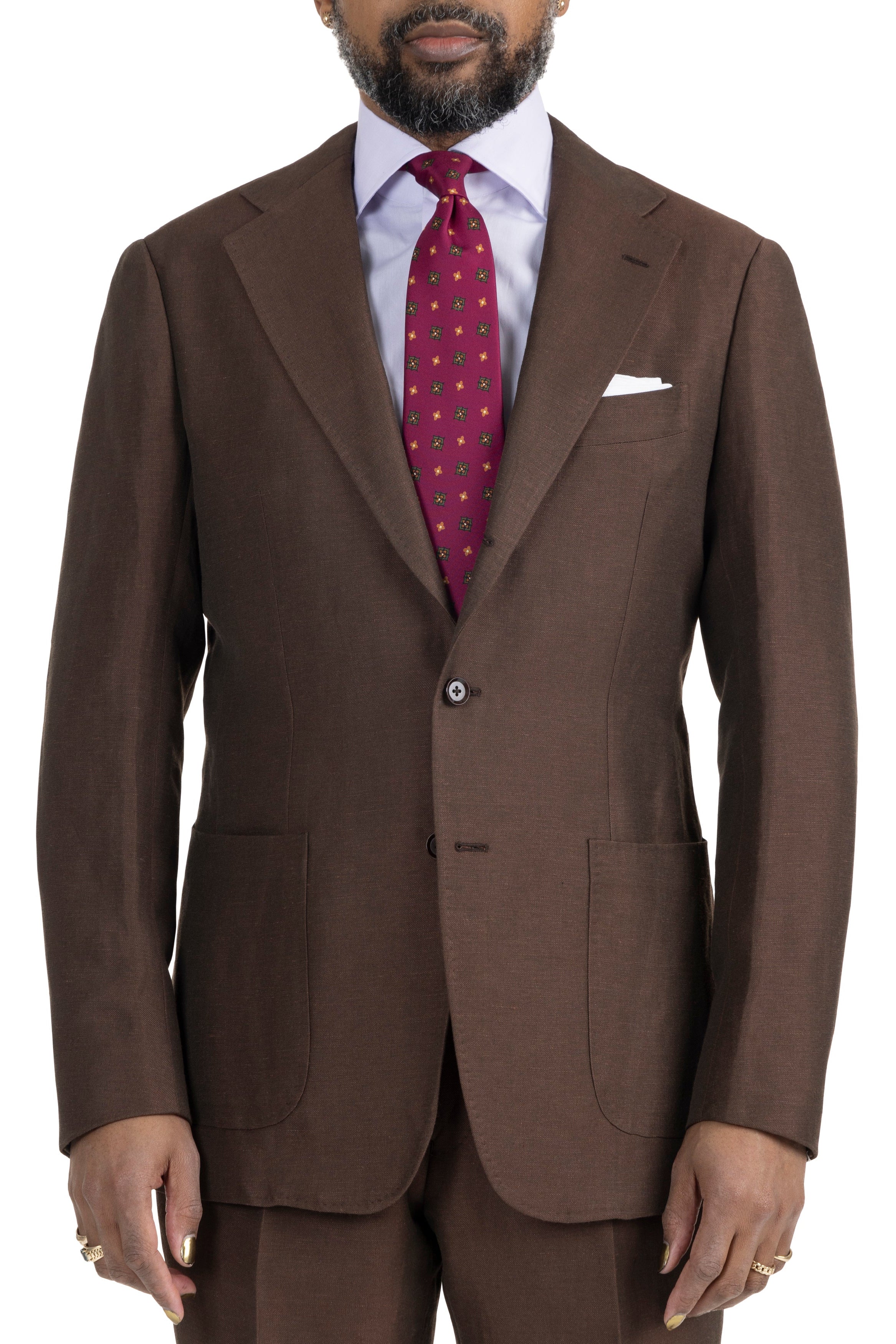 The Armoury Model 3B Brown Linen Wool Suit