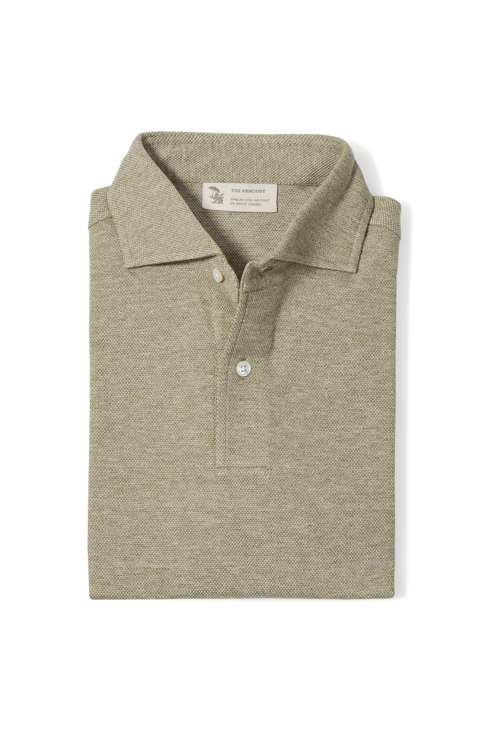 The Armoury Pale Sage Cotton Short Sleeve Spread Collar Polo