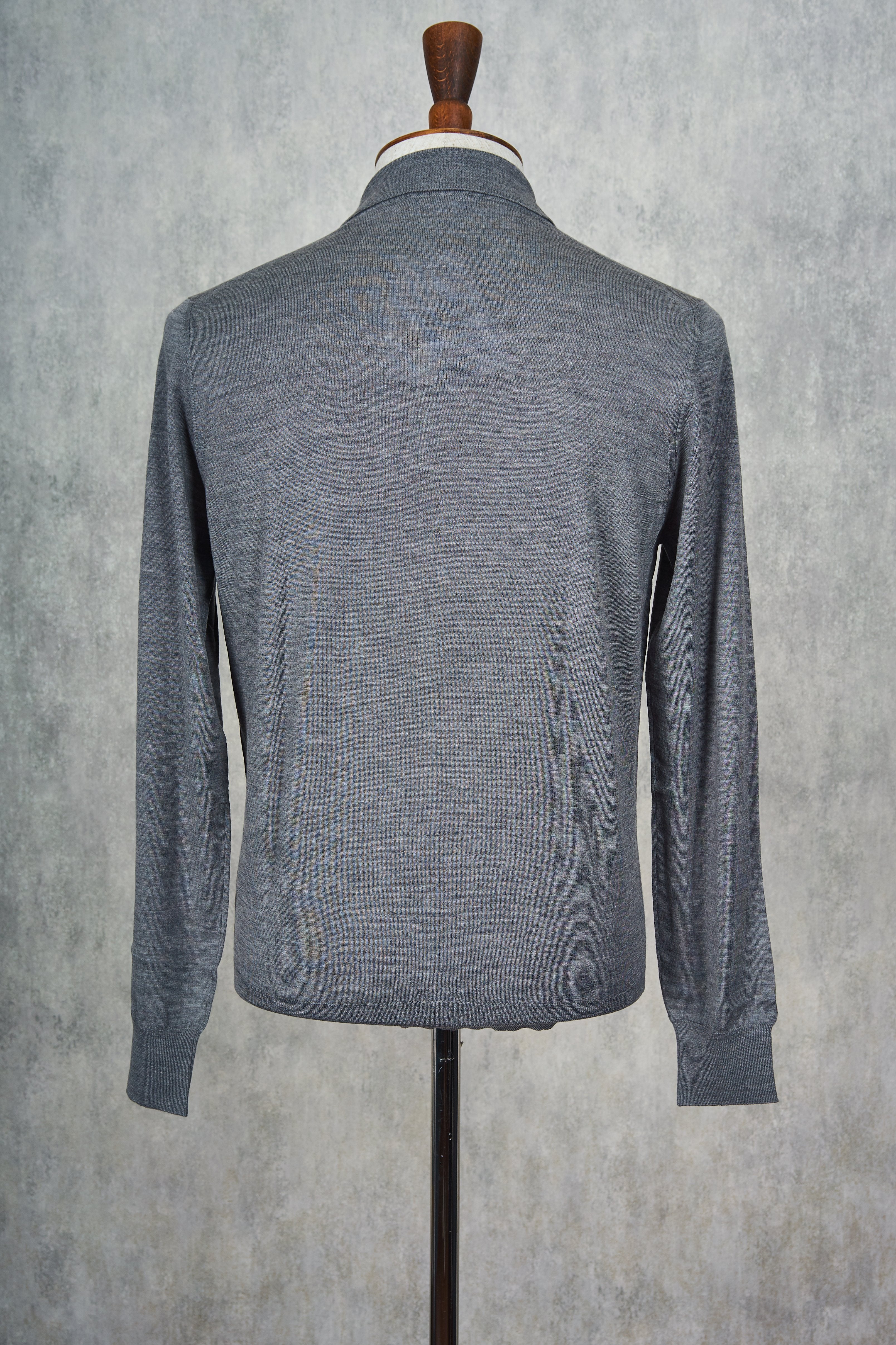 Ascot Chang Grey Extra-Fine Merino Wool Polo