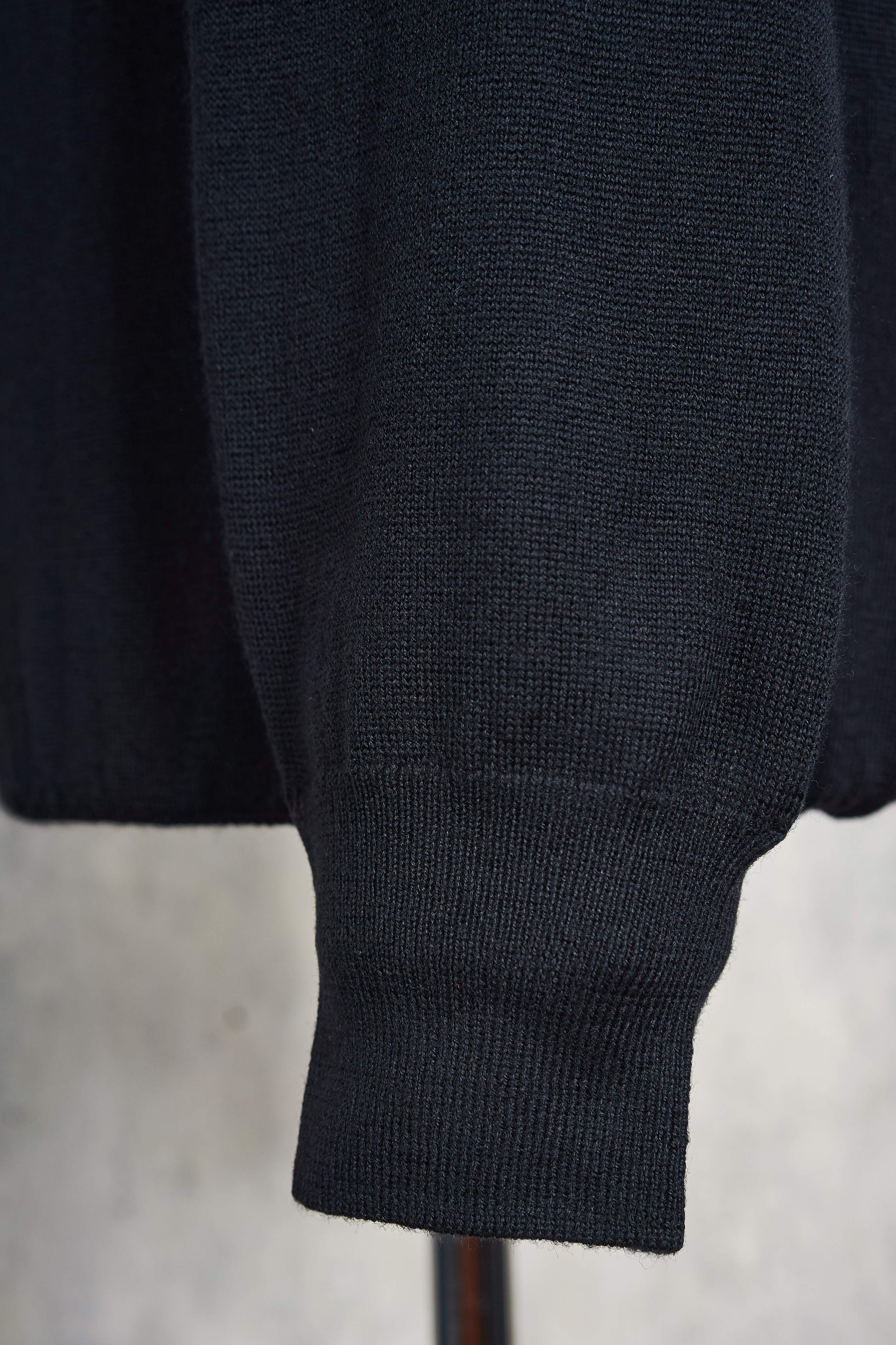 Ascot Chang Black Extra-Fine Merino Wool Round Neck Sweater